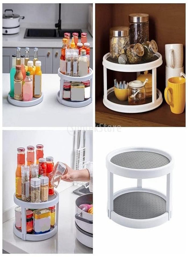 AIVER Turntable Lazy Susan Organizers, Rotating Spice Rack Spinner - Pantry, Cabinet Organization and Storage - Kitchen, Fridge, Bathroom, Vanity Countertop Spinning Organizing with Gray Base Paper pad - Image 4